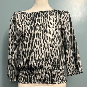 Michael, Michael Kors women’s petite small animal print blouse black and white